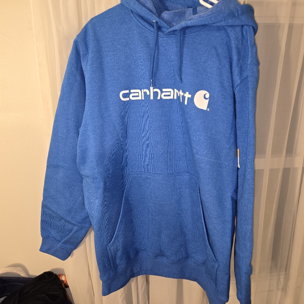 Carhartt Blue Logo Hooded Sweatshirt